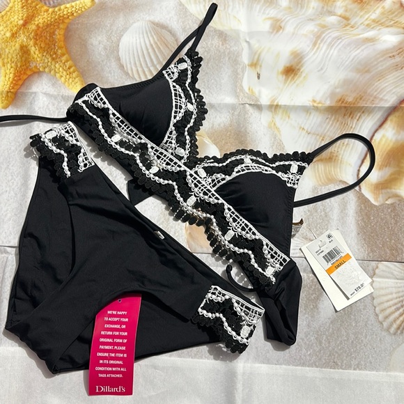 🆕NWT 2 PC BECCA Delilah Crochet Bikini Top + Bottom - Picture 9 of 16